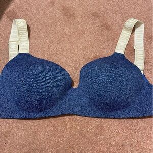 Blue Denim Bra with Cream Straps